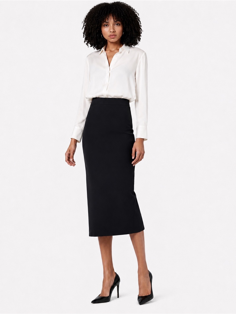 The Drop Women's Esmeralda Midi Skirt - Black NWT XS
